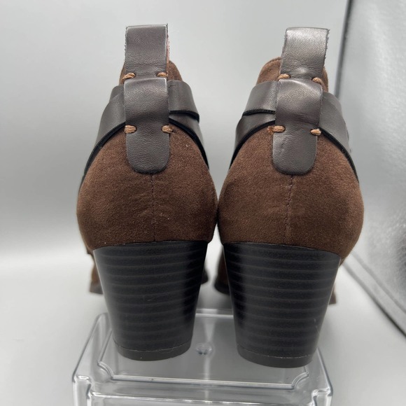 Franco Sarto Bootie Women's Giada Brown Vegan Suede Side Zip Chunky Heel Sz 7.5M - Picture 6 of 11